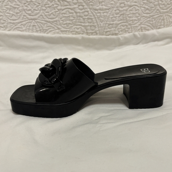 BP. Black chunky slides heels with plastic chain size 8 square toe open toe - Picture 3 of 7